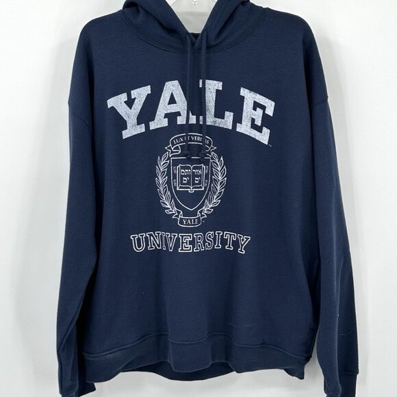 YALE UNIVERSITY sweatshirt hoodie pullover ivy league blue athletic lounge XL - Picture 2 of 5